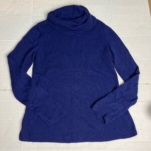Banana Republic Luxury Cashmere Wool Blend Turtleneck Blue Sz Large Sweater Soft